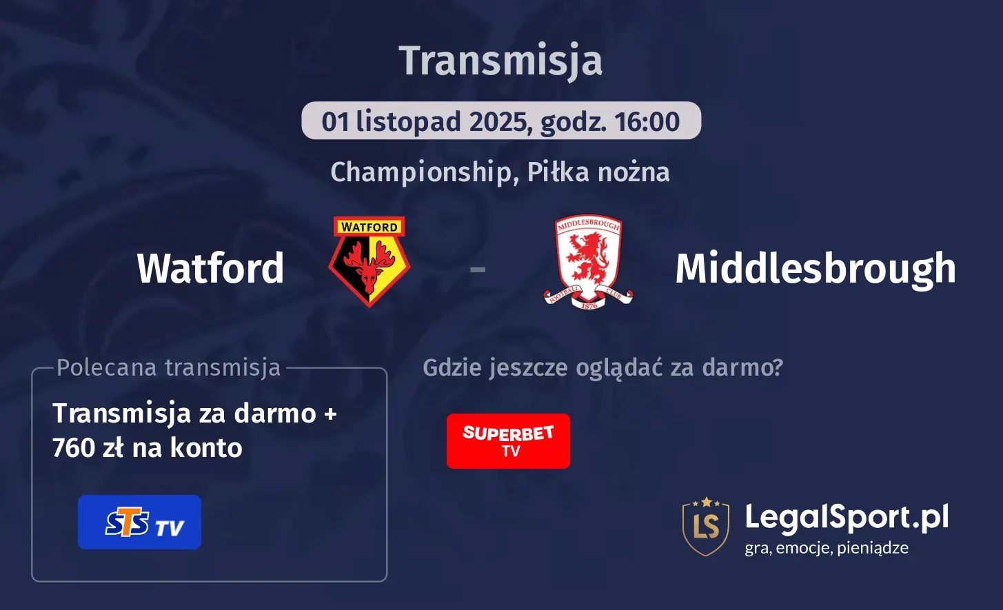 Watford - Middlesbrough Transmisje