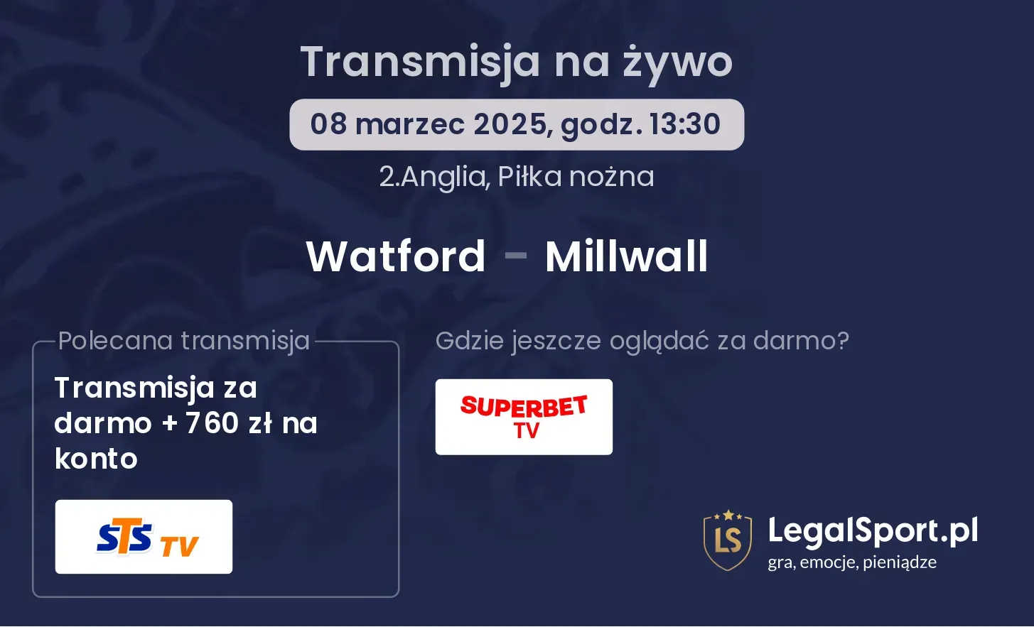 Watford - Millwall gdzie oglądać transmisję?