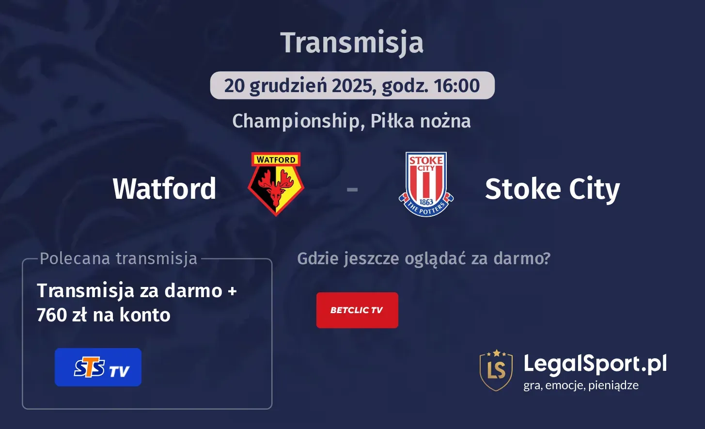 Watford - Stoke City Transmisje