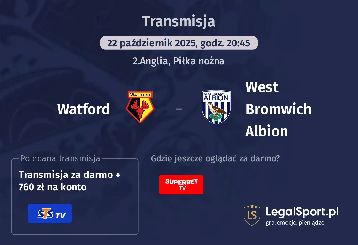 Watford - West Bromwich Albion Transmisje