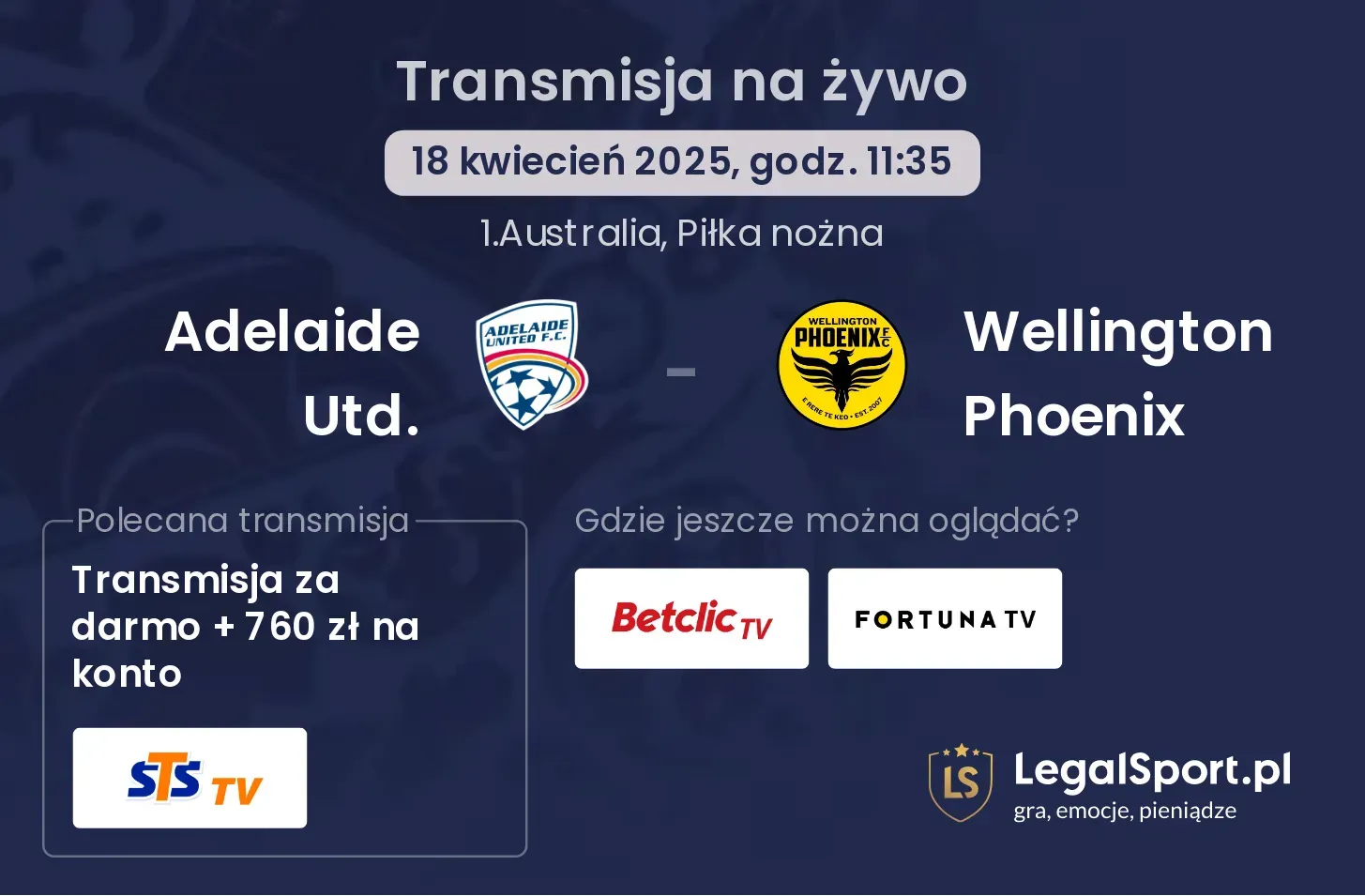 Adelaide Utd. - Wellington Phoenix gdzie oglądać?