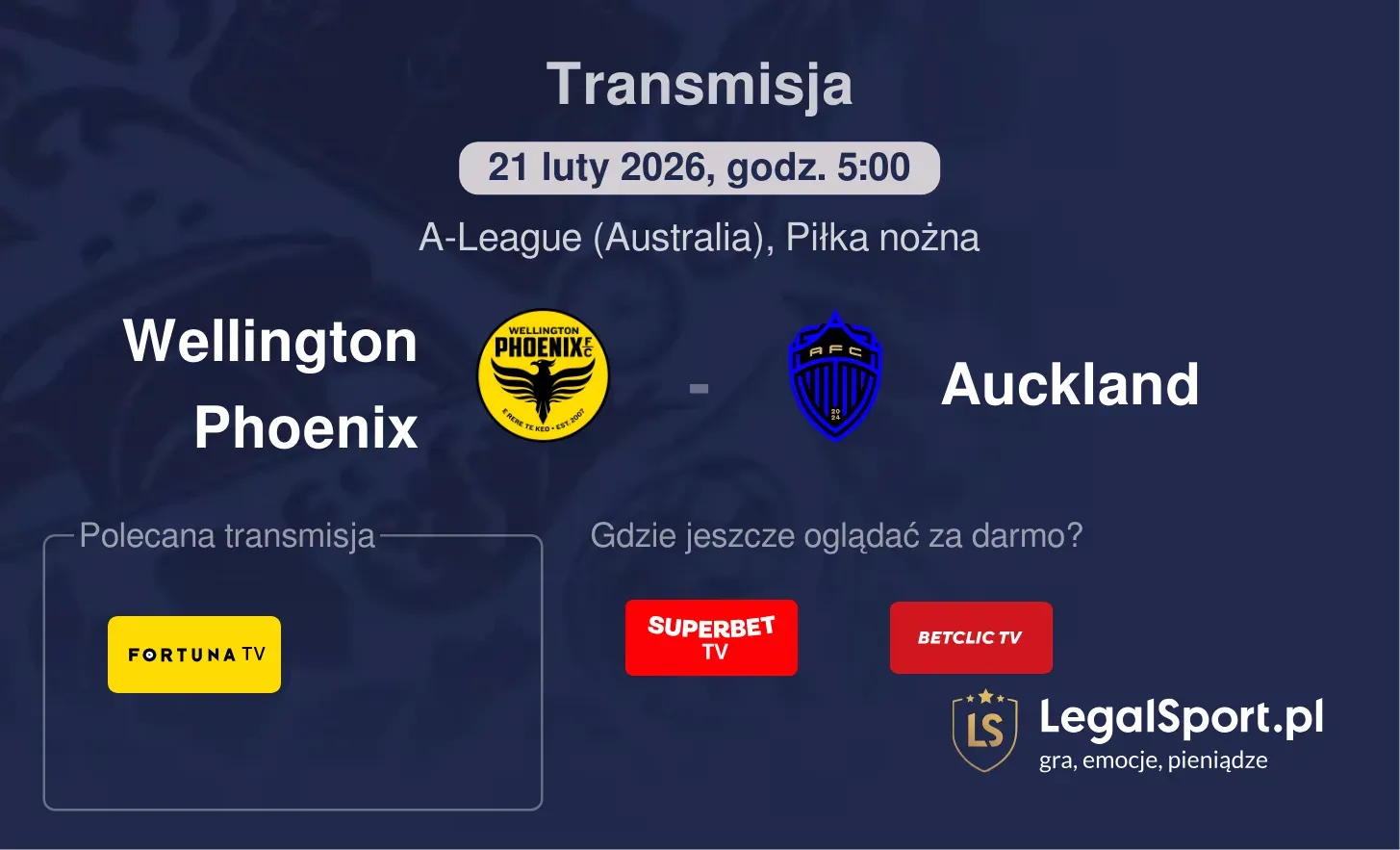 Wellington Phoenix - Auckland Transmisje