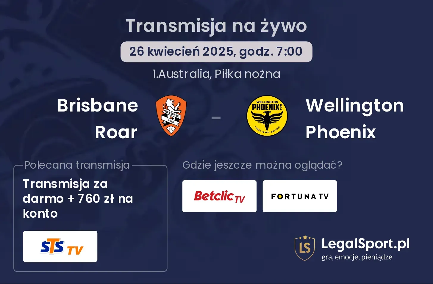 Brisbane Roar - Wellington Phoenix gdzie oglądać?