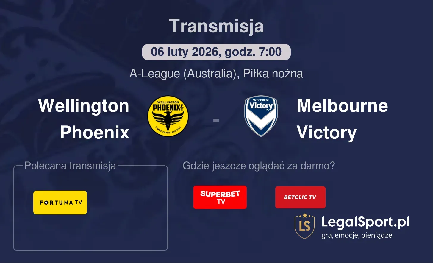 Wellington Phoenix - Melbourne Victory Transmisje