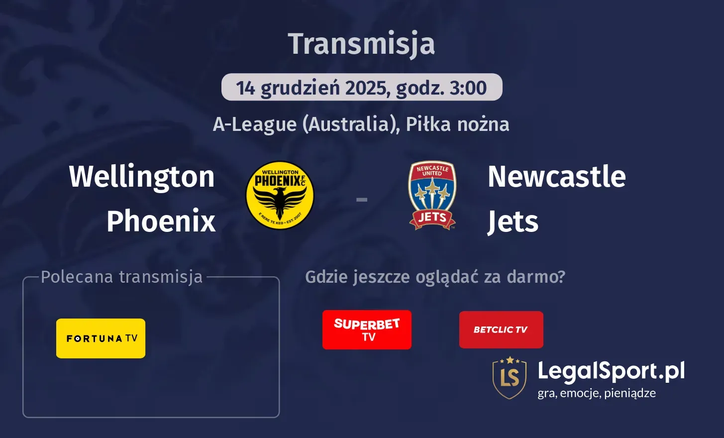 Wellington Phoenix - Newcastle Jets Transmisje