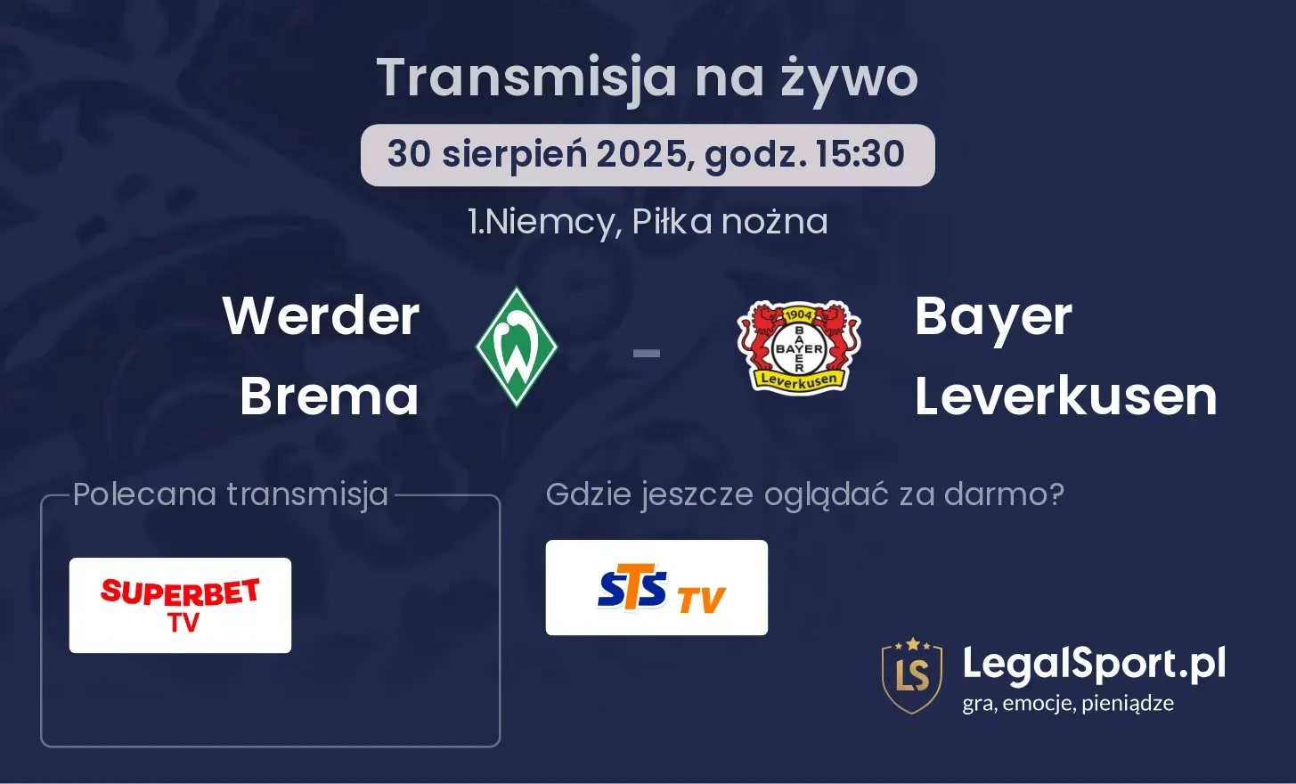 Werder Brema - Bayer Leverkusen transmisja na żywo