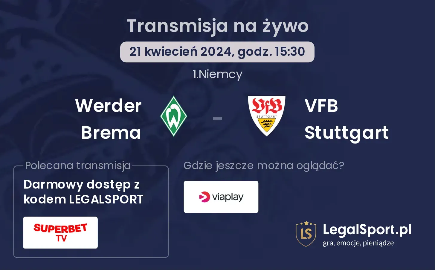 Werder Brema - VFB Stuttgart transmisja na żywo