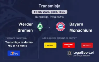 Werder Bremen - Bayern Monachium gdzie oglądać? (14.02)