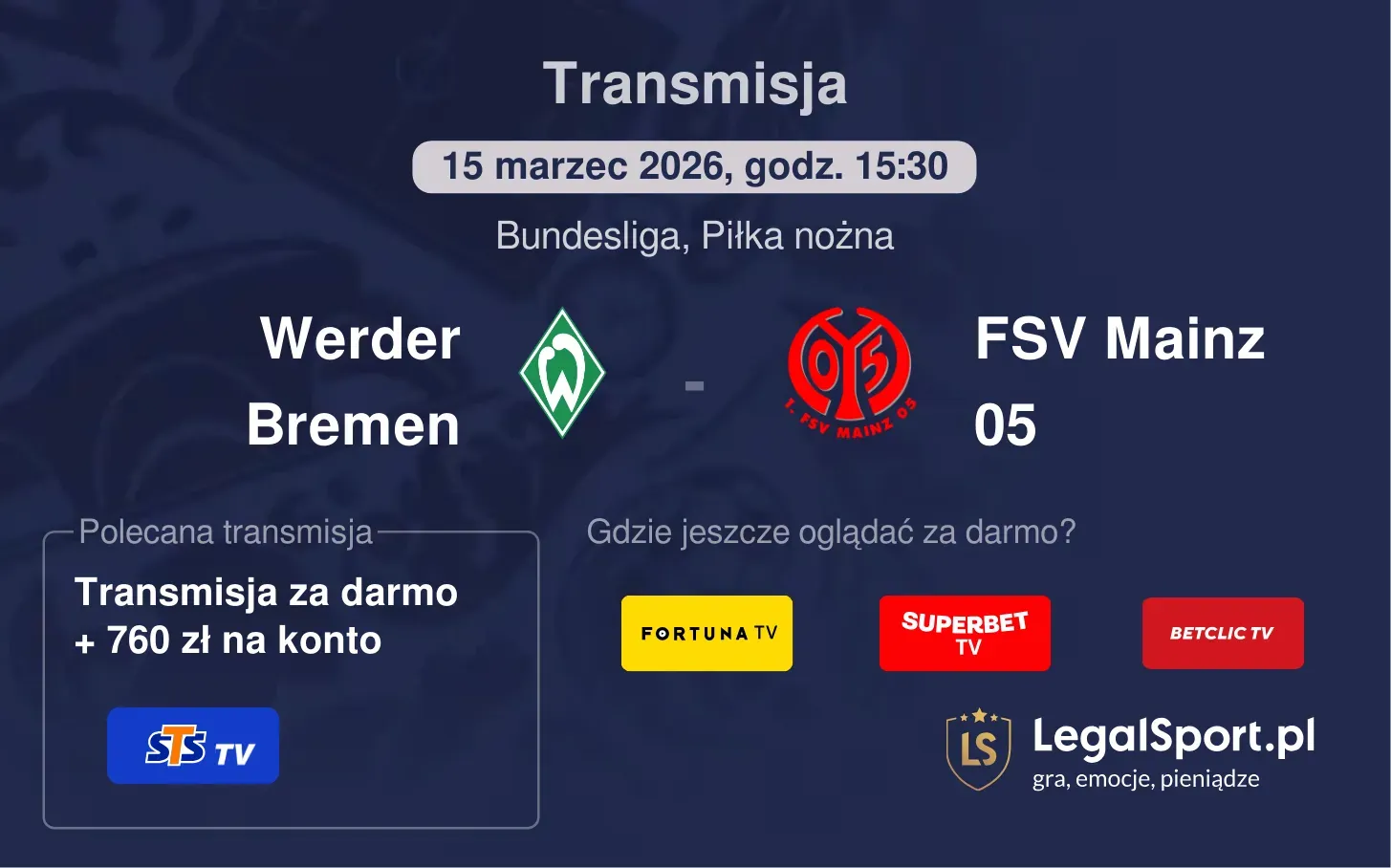 Werder Bremen - FSV Mainz 05 Transmisje