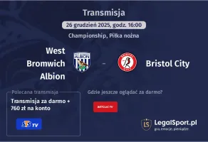 West Bromwich Albion - Bristol City gdzie oglądać? (26.12)