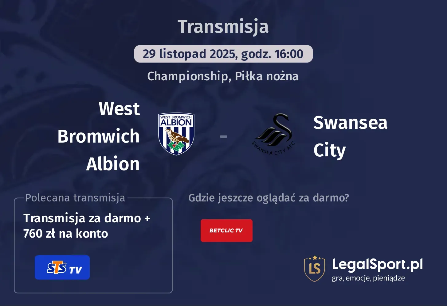 West Bromwich Albion - Swansea City Transmisje