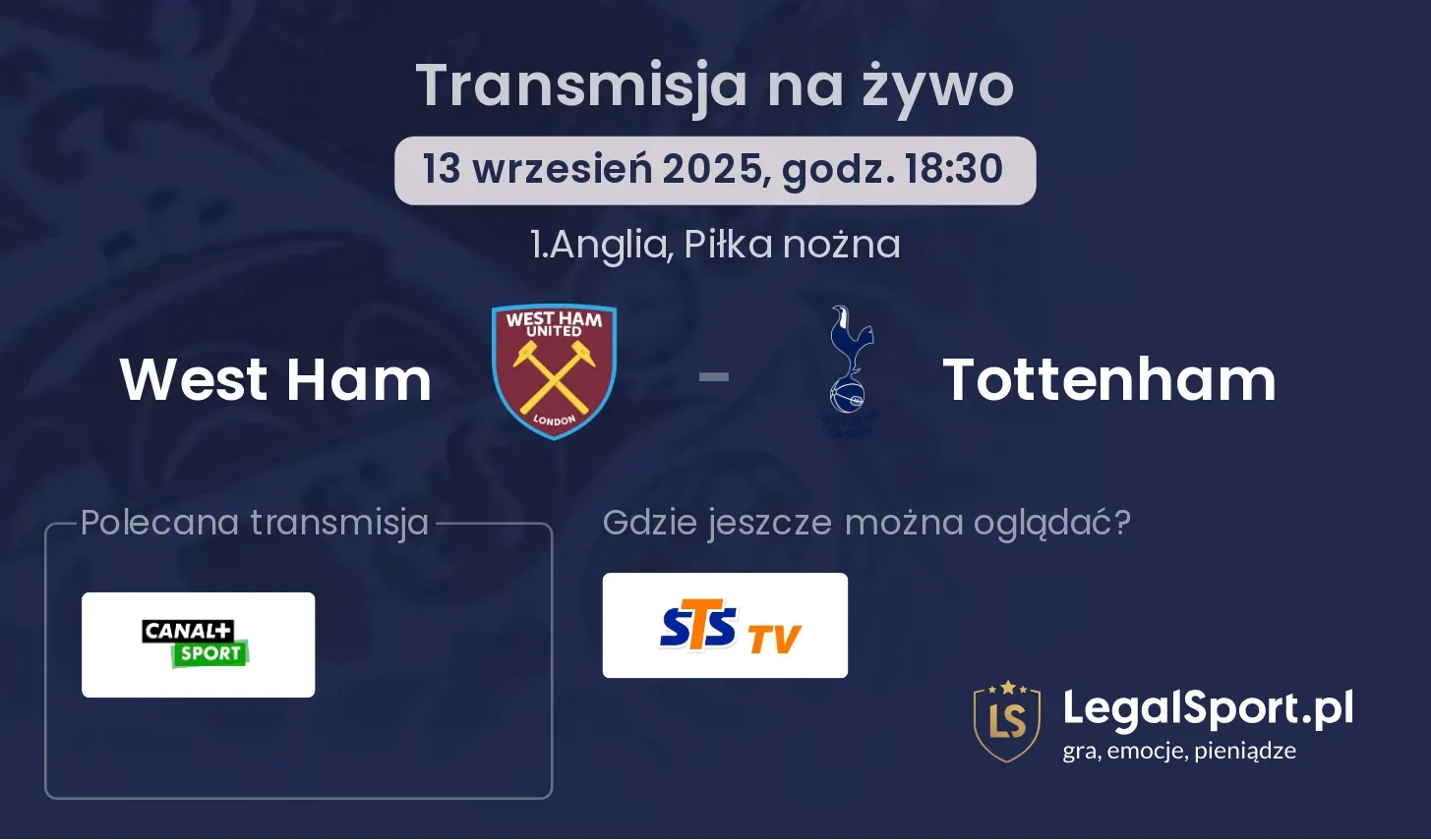 West Ham - Tottenham gdzie oglądać?