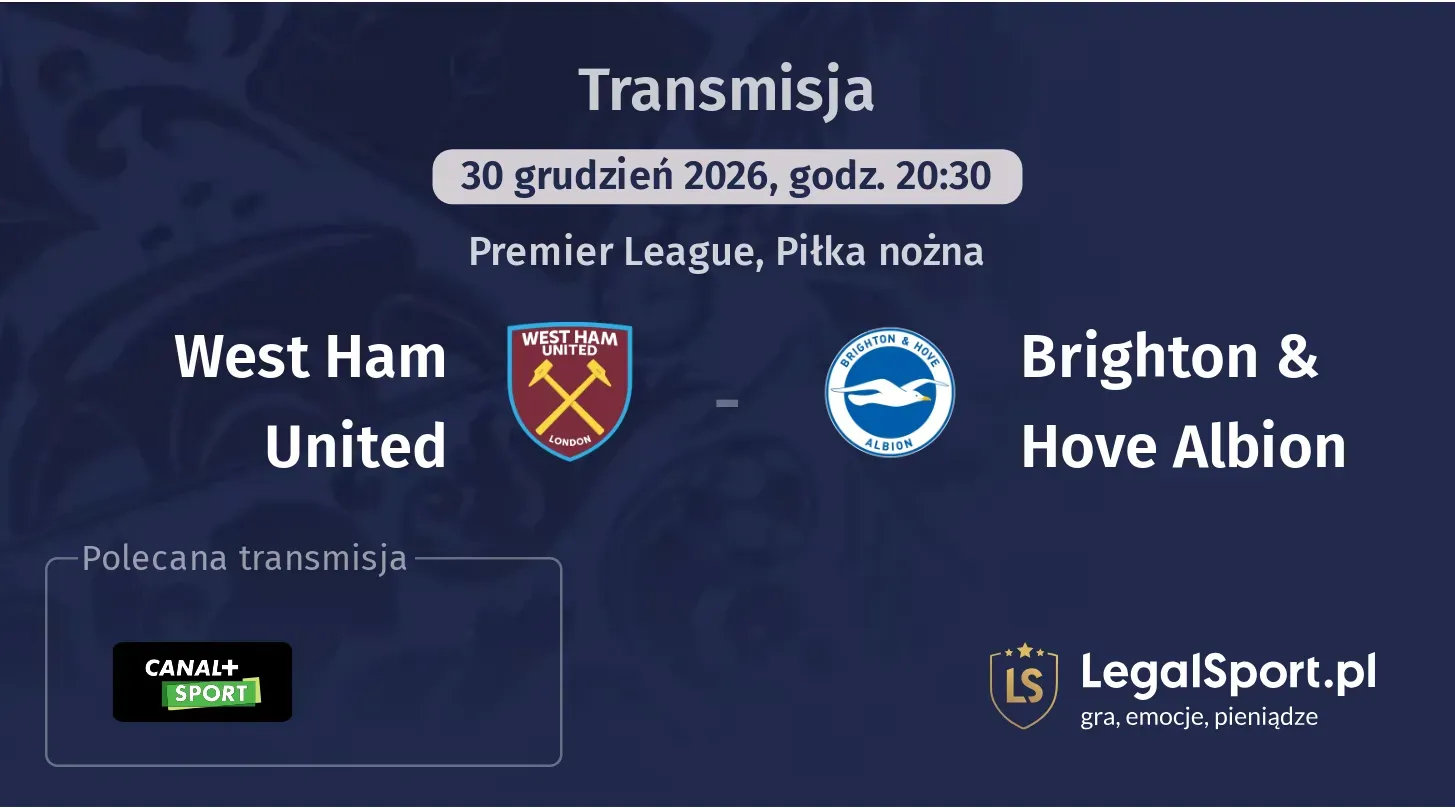 West Ham United - Brighton & Hove Albion Transmisje