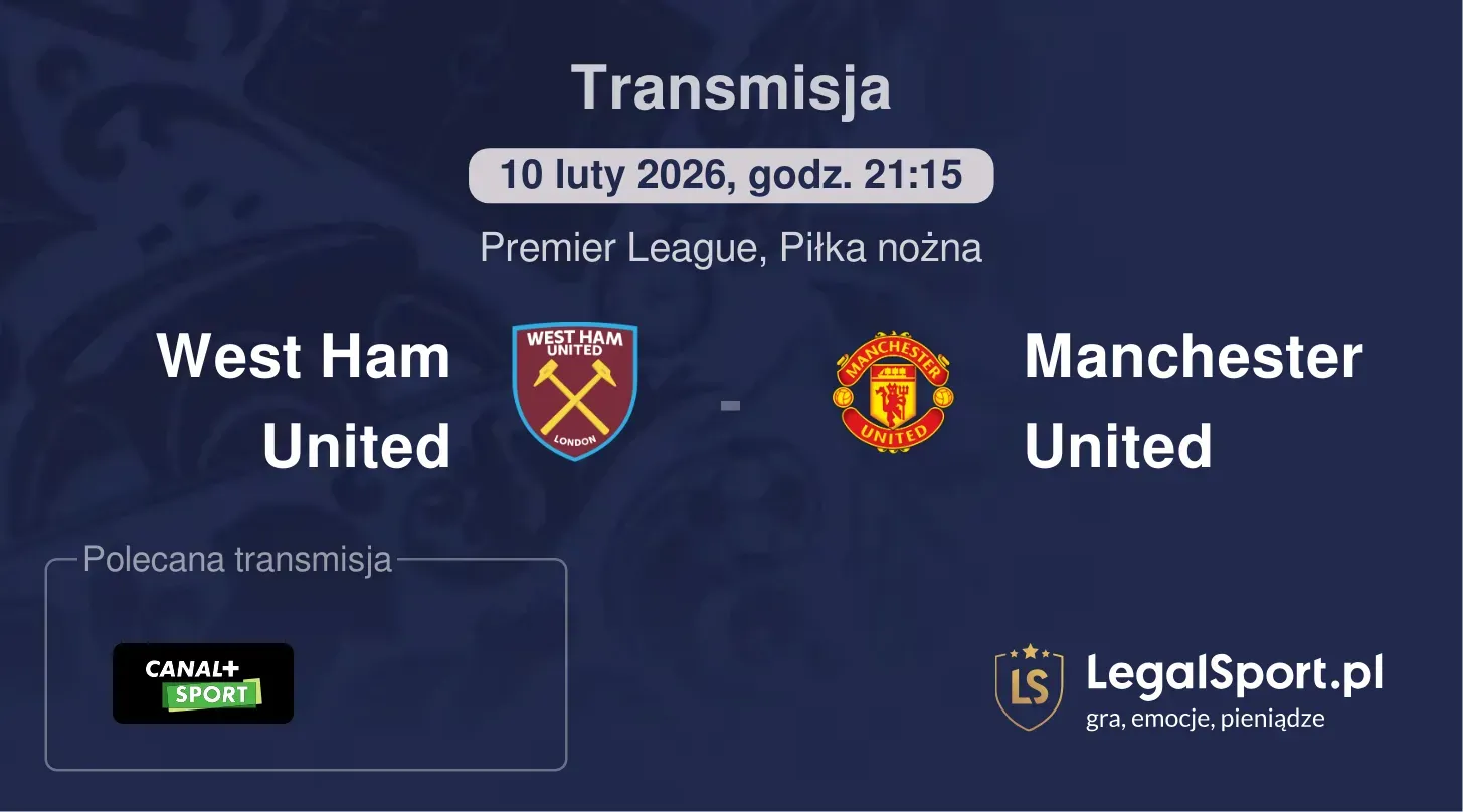 West Ham United - Manchester United Transmisje
