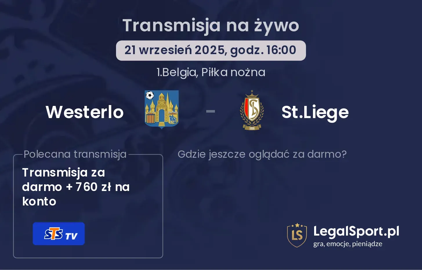 Westerlo - St.Liege gdzie oglądać?