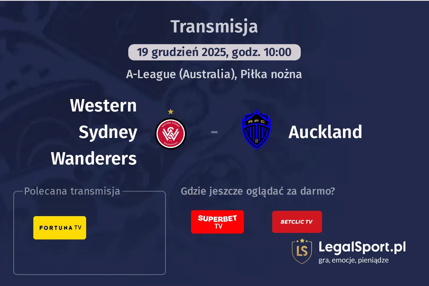 Western Sydney Wanderers - Auckland Transmisje