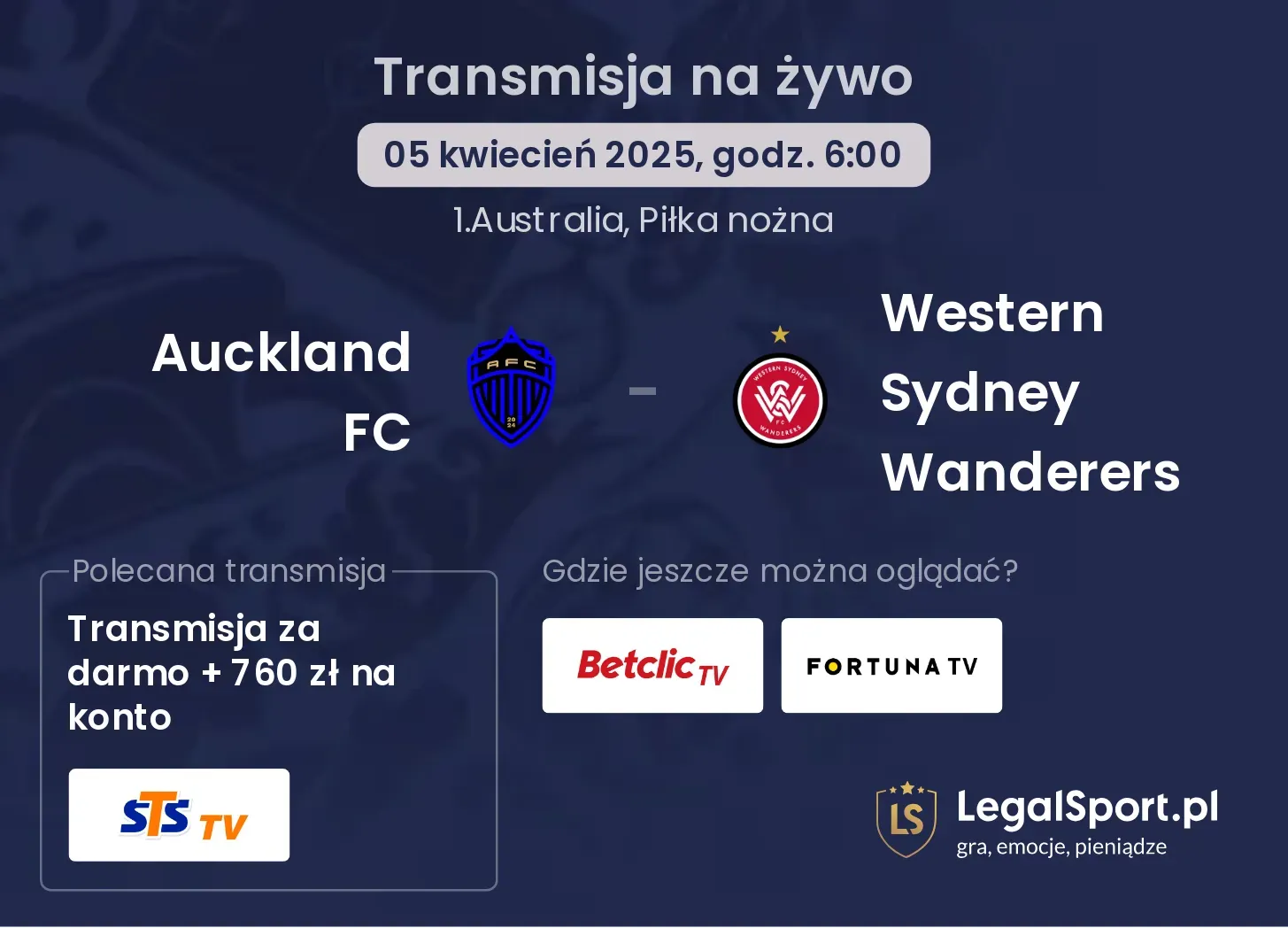 Auckland FC - Western Sydney Wanderers gdzie oglądać transmisję?