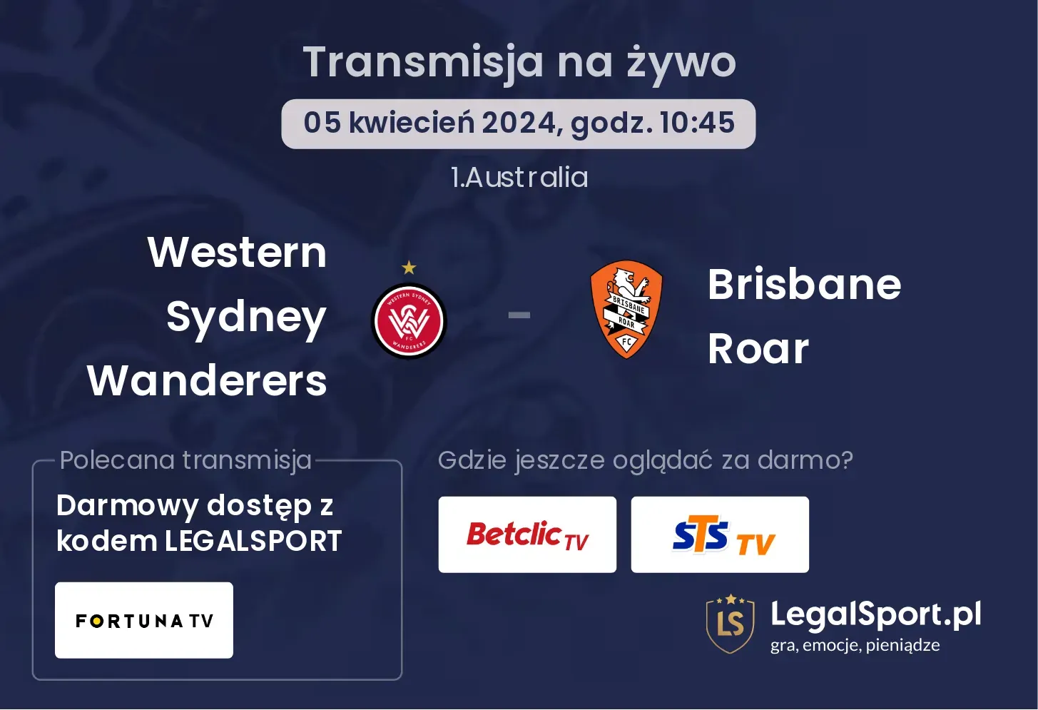 Western Sydney Wanderers - Brisbane Roar transmisja na żywo