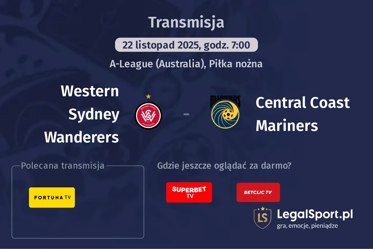 Western Sydney Wanderers - Central Coast Mariners Transmisje