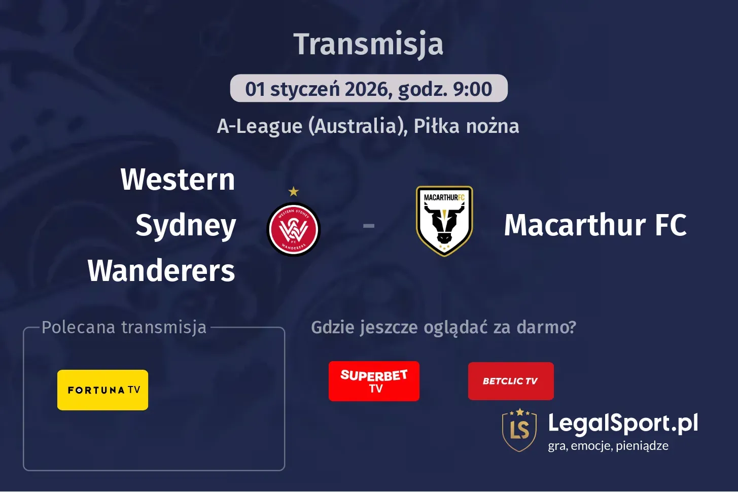 Western Sydney Wanderers - Macarthur FC Transmisje