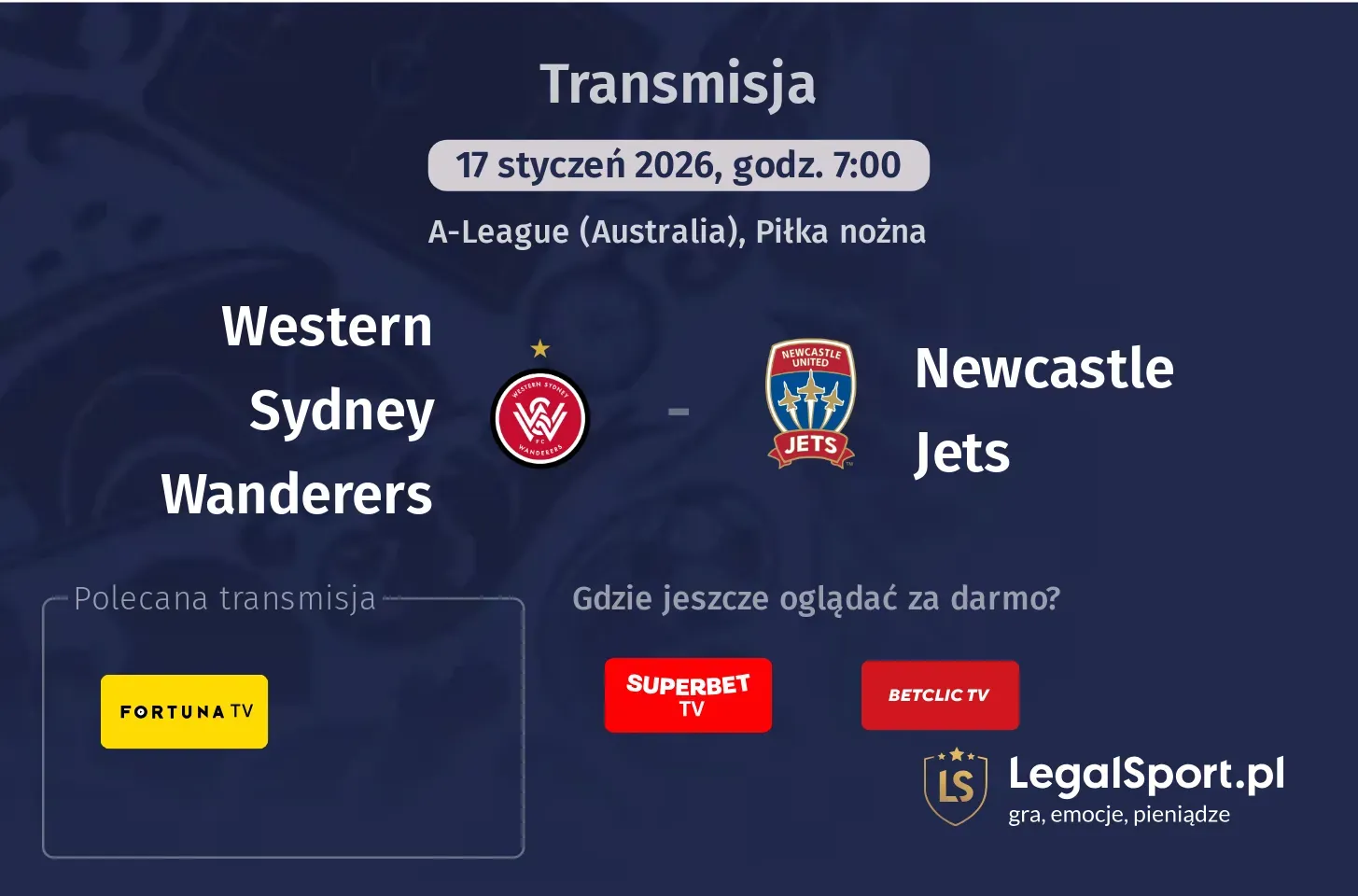 Western Sydney Wanderers - Newcastle Jets Transmisje