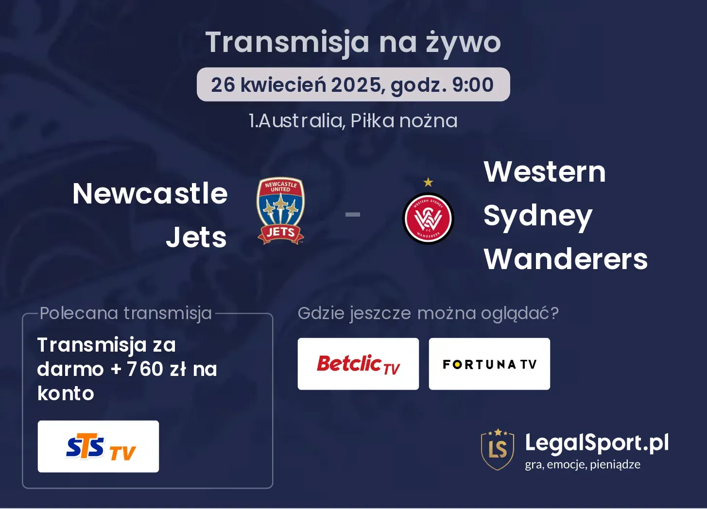 Newcastle Jets - Western Sydney Wanderers gdzie oglądać?