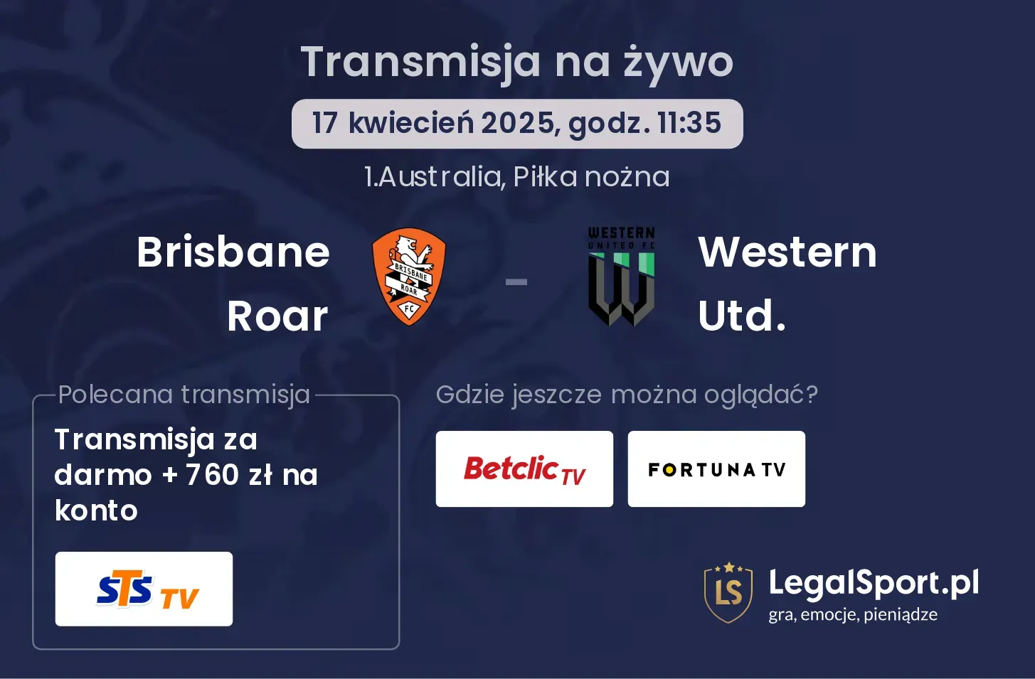 Brisbane Roar - Western Utd. gdzie oglądać?