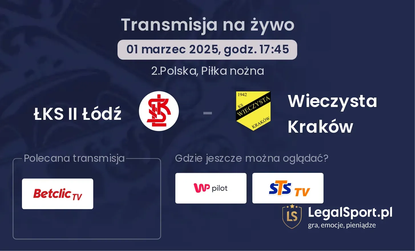 ŁKS II Łódź - Wieczysta Kraków gdzie oglądać?
