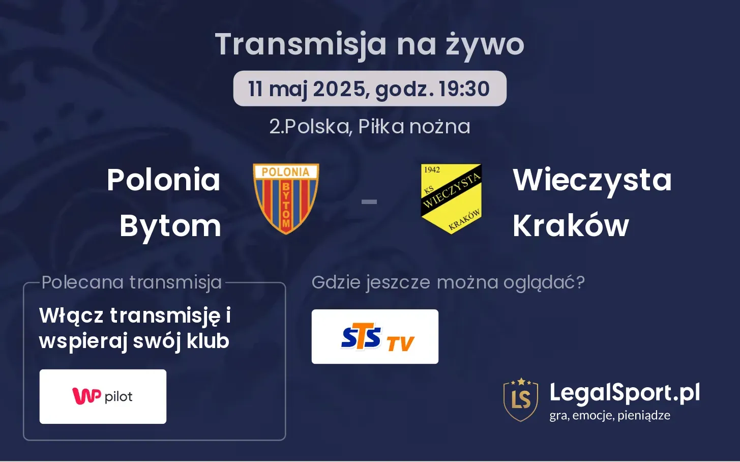 Polonia Bytom - Wieczysta Kraków gdzie oglądać?