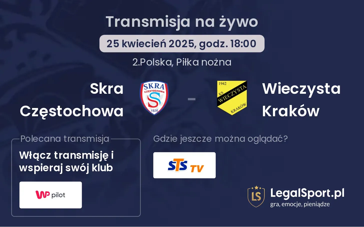 Skra Częstochowa - Wieczysta Kraków gdzie oglądać?