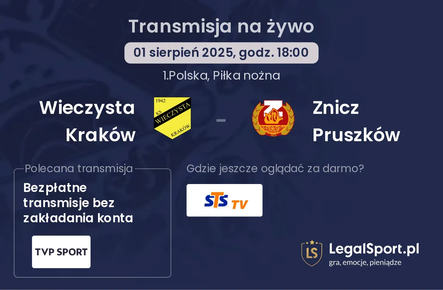 Wieczysta Kraków - Znicz Pruszków gdzie oglądać?