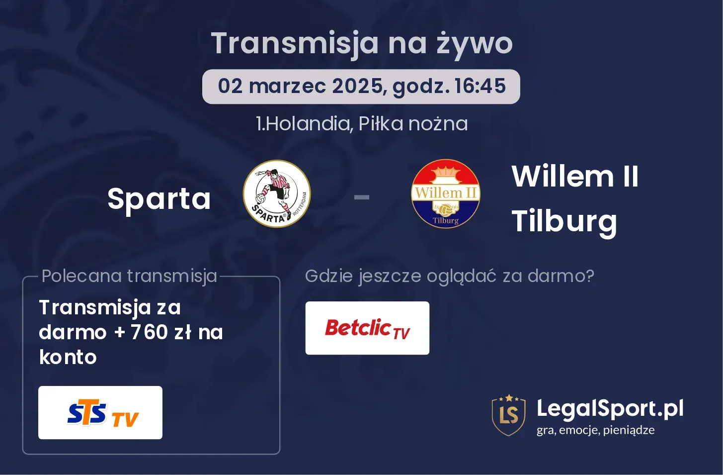 Sparta - Willem II Tilburg gdzie oglądać?