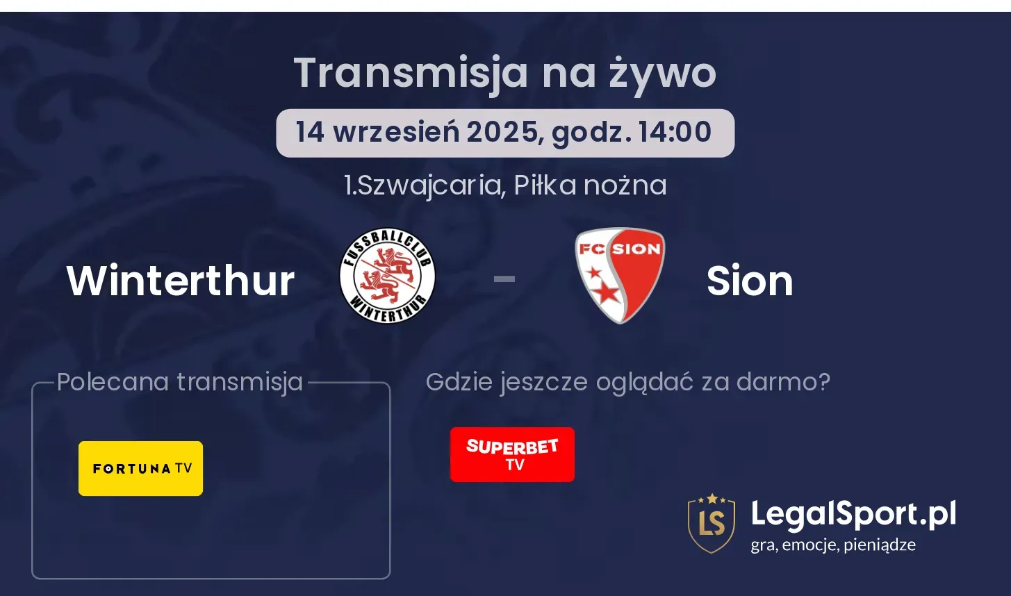 Winterthur - Sion gdzie oglądać?