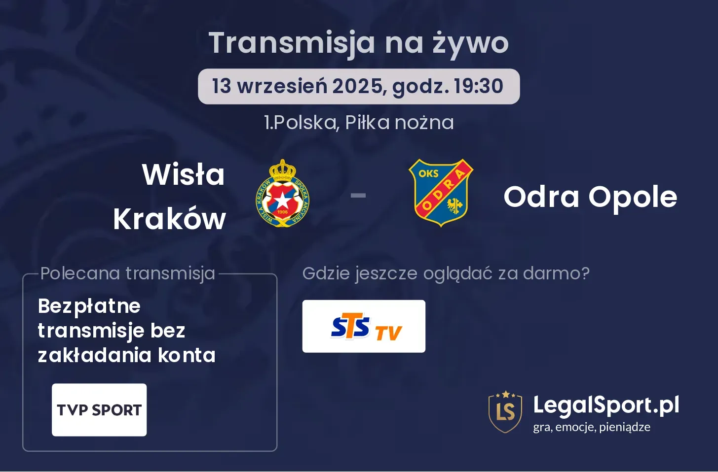 Wisła Kraków - Odra Opole gdzie oglądać?