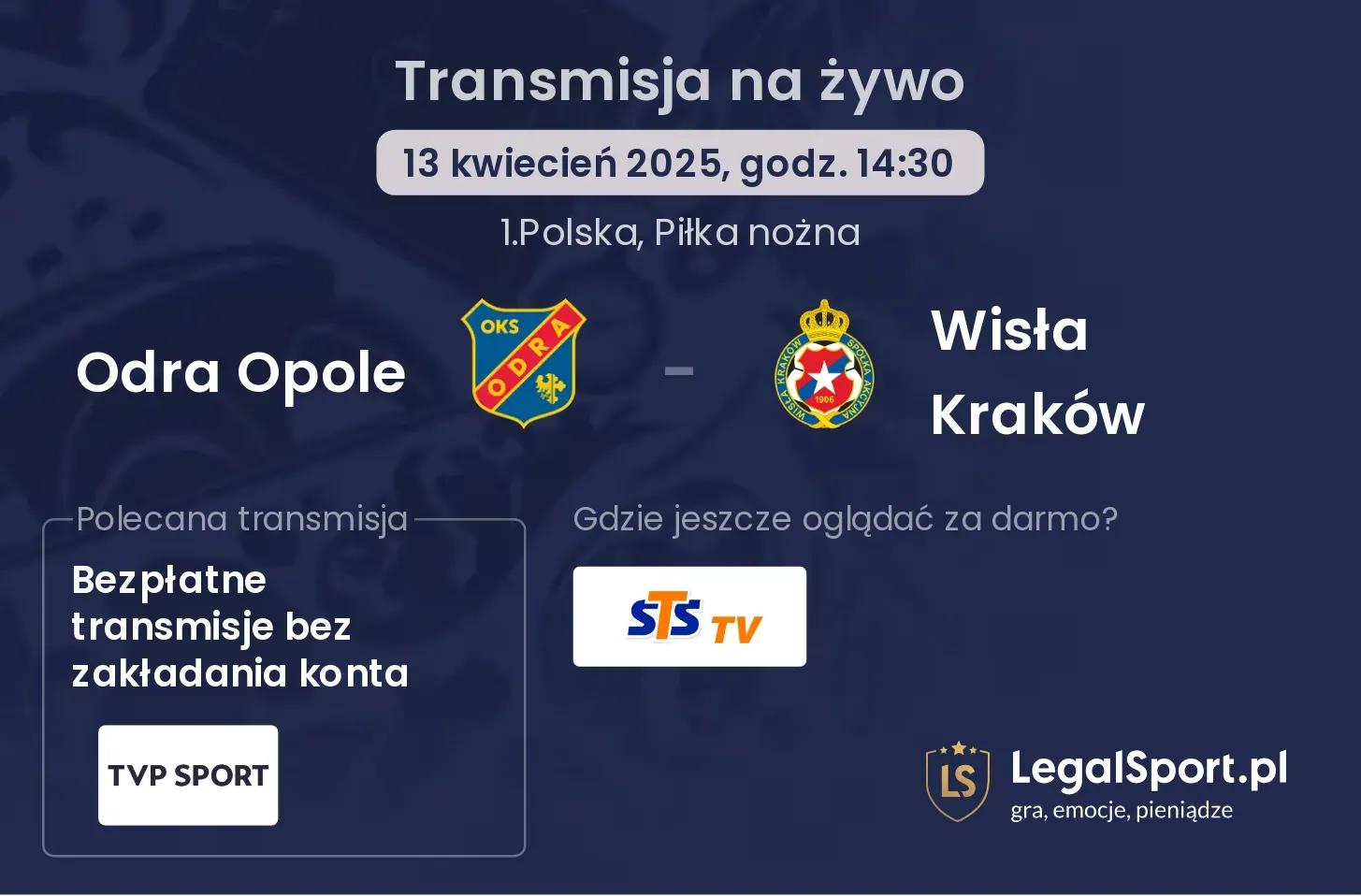 Odra Opole - Wisła Kraków gdzie oglądać?