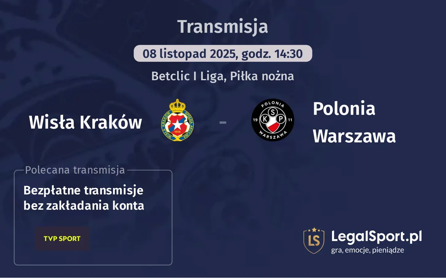 Wisła Kraków - Polonia Warszawa Transmisje