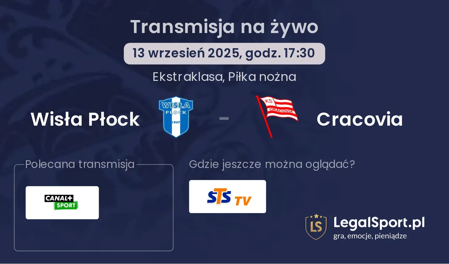 Wisła Płock - Cracovia transmisja na żywo
