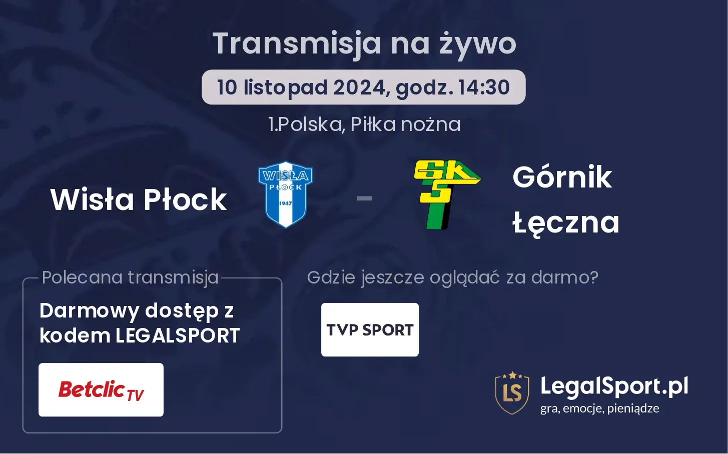 Wisła Płock - Górnik Łęczna gdzie oglądać? 10.11, godz. 14:30