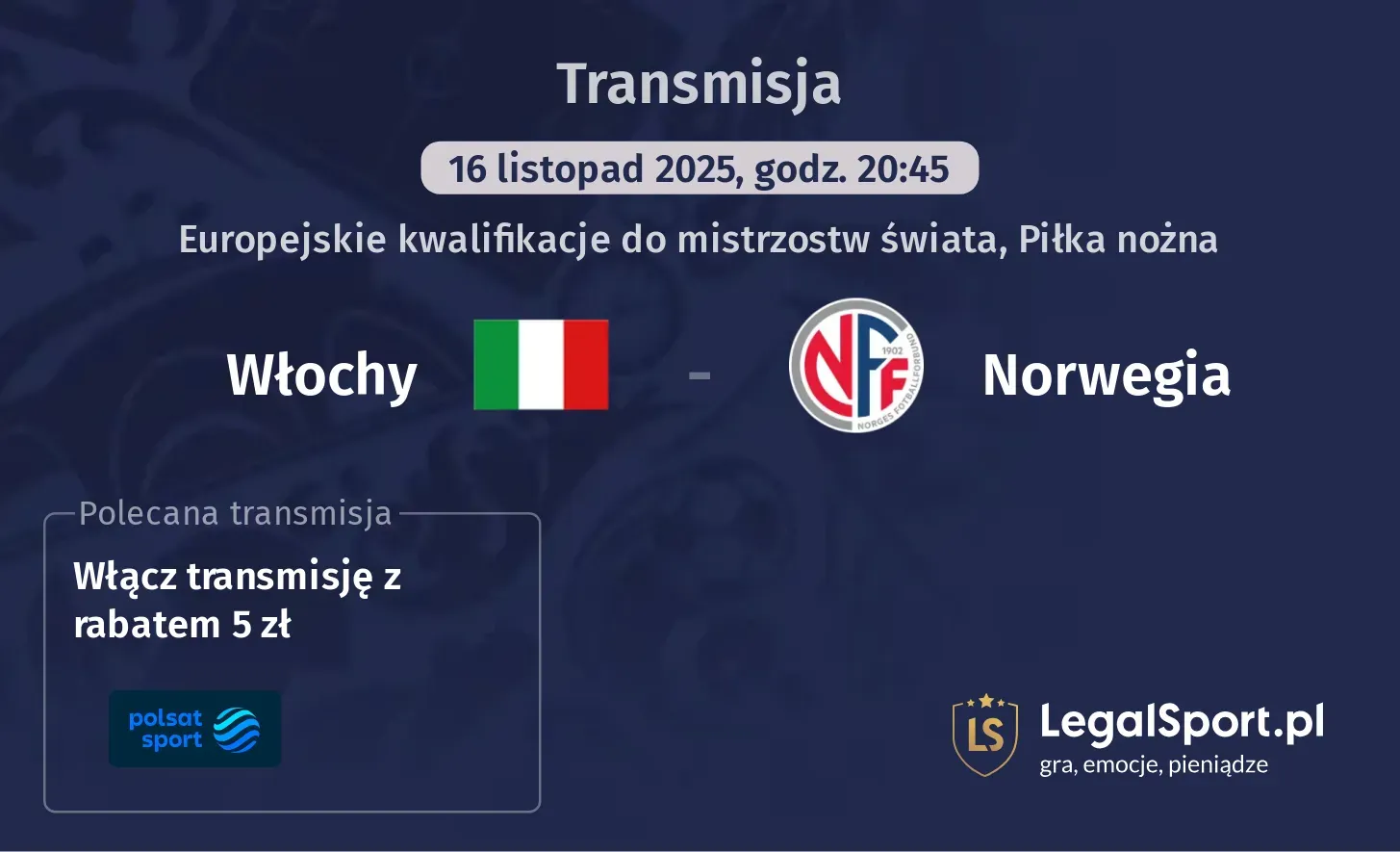 Włochy - Norwegia Transmisje