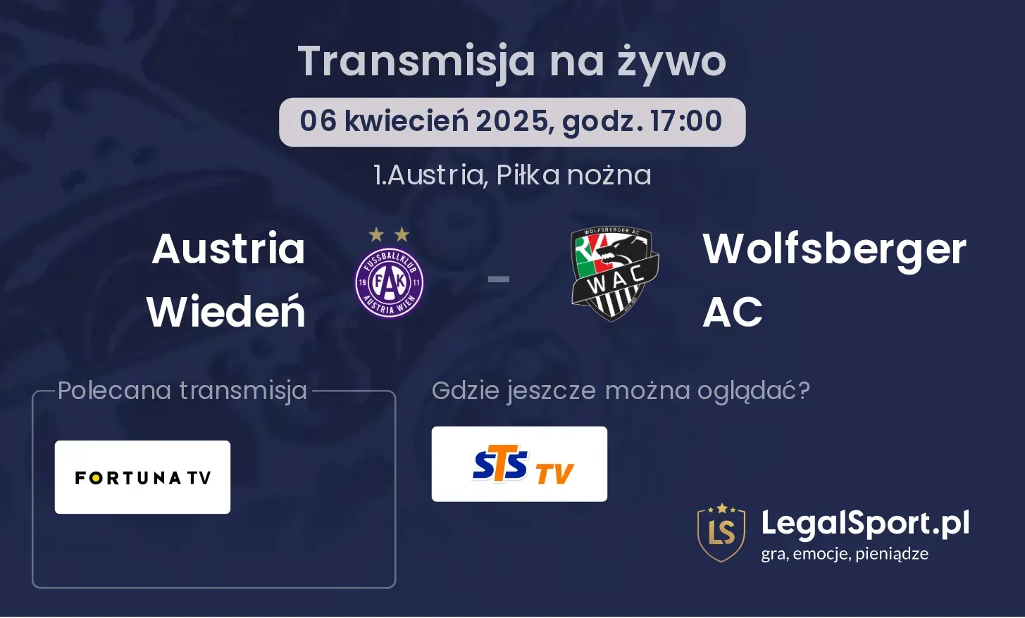 Austria Wiedeń - Wolfsberger AC gdzie oglądać?