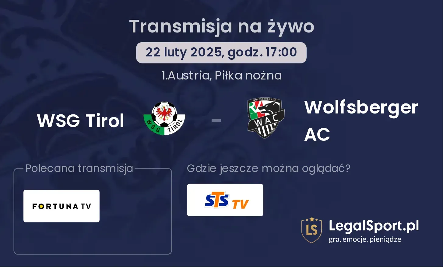 WSG Tirol - Wolfsberger AC gdzie oglądać?