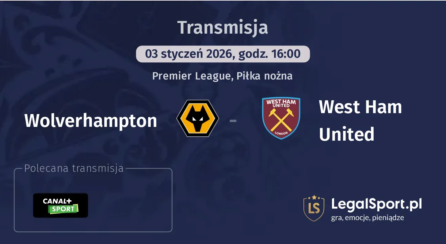 Wolverhampton - West Ham United Transmisje