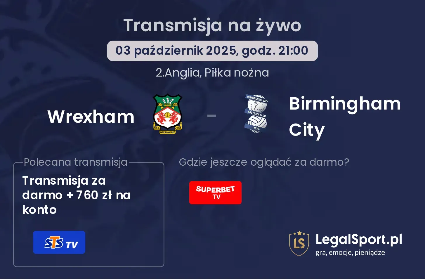 Wrexham - Birmingham City transmisja na żywo
