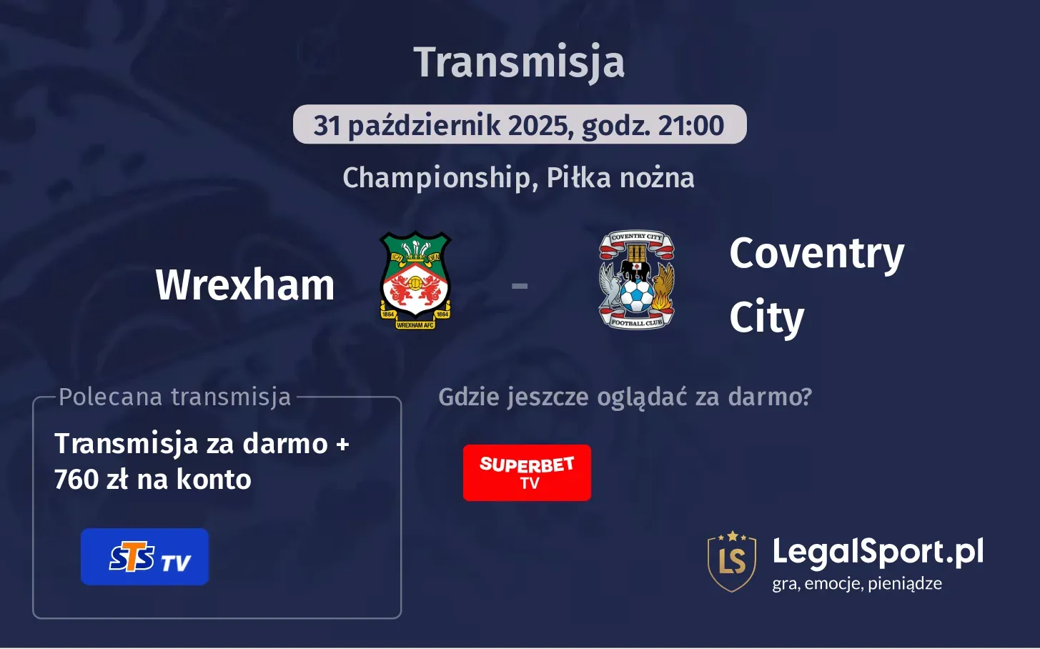 Wrexham - Coventry City gdzie oglądać?
