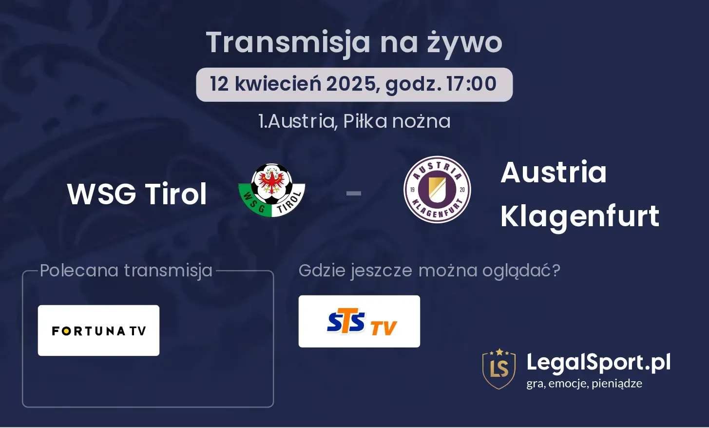 WSG Tirol - Austria Klagenfurt gdzie oglądać?