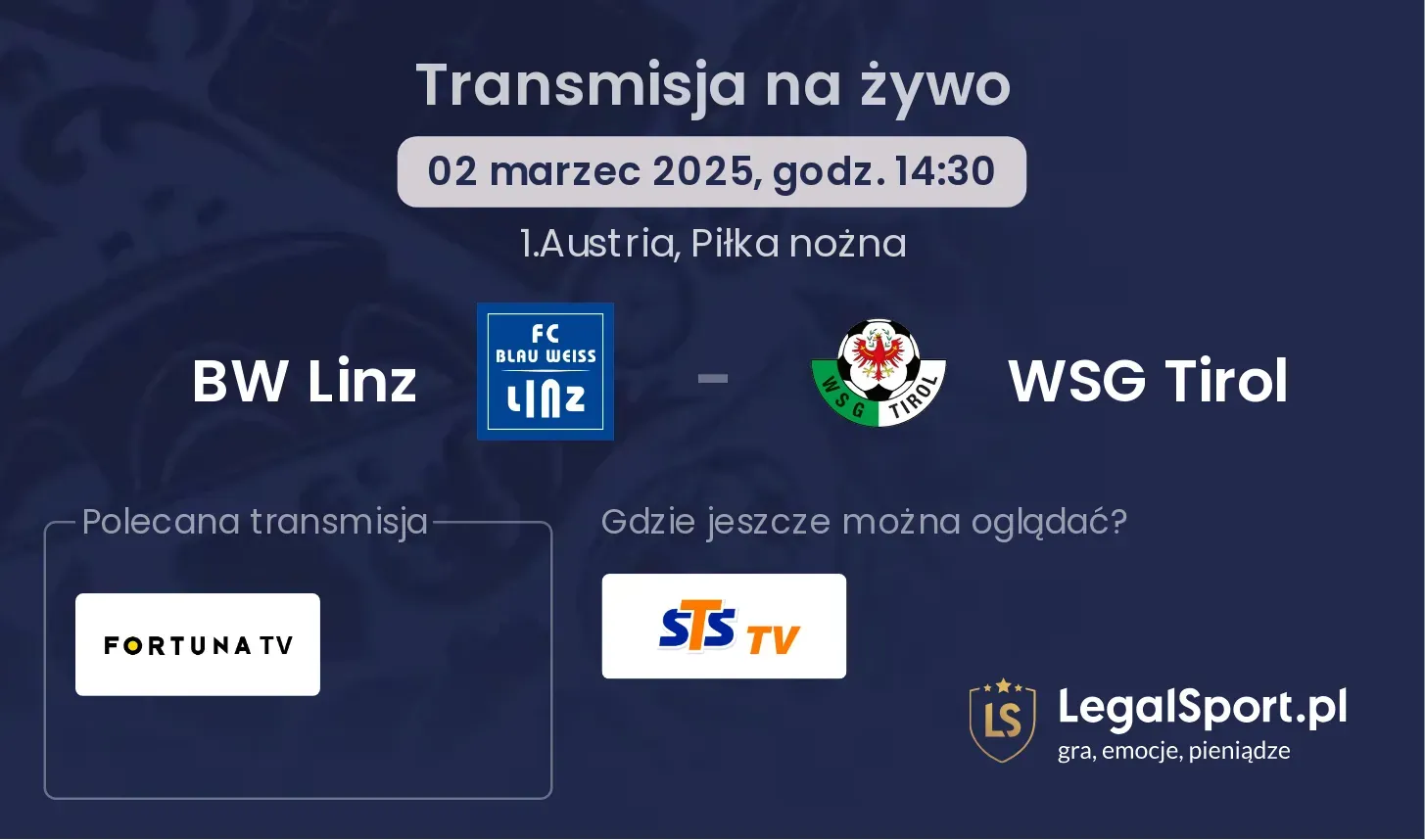 BW Linz - WSG Tirol gdzie oglądać?