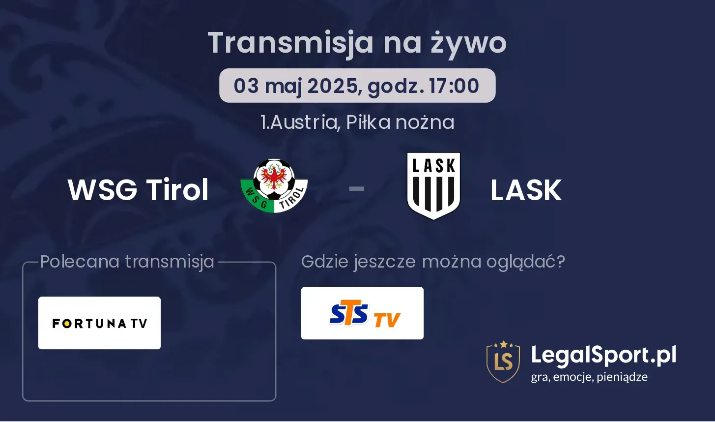 WSG Tirol - LASK gdzie oglądać transmisję?