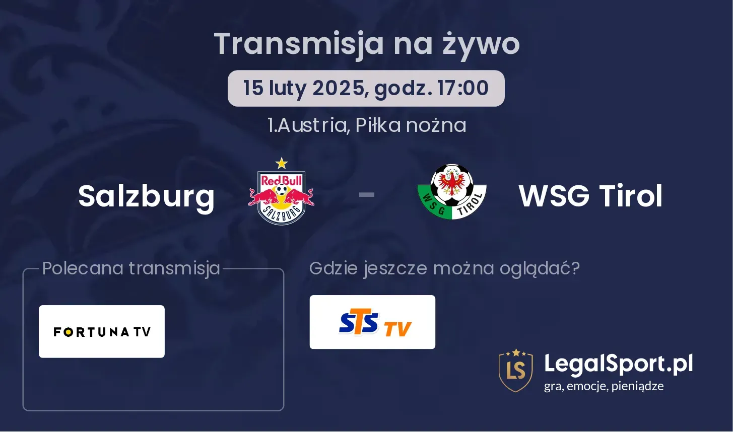 Salzburg - WSG Tirol gdzie oglądać transmisję?