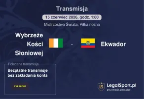 Wybrzeże Kości Słoniowej - Ekwador gdzie oglądać (15.06.2026)