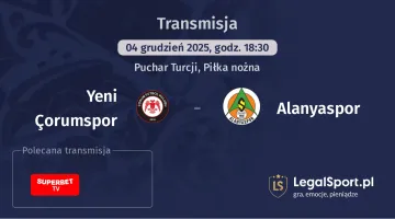 Yeni Çorumspor - Alanyaspor gdzie oglądać? (04.12)